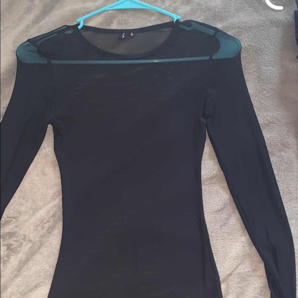 Mesh, sheer black long sleeve